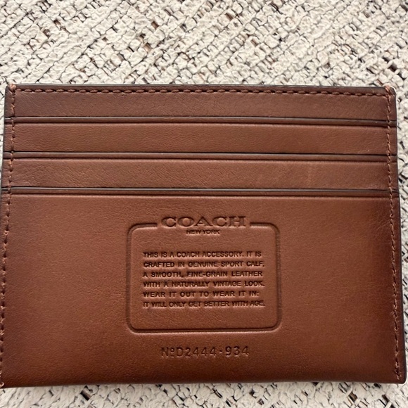 NWOT Coach Tan Leather Card Holder - Picture 4 of 5